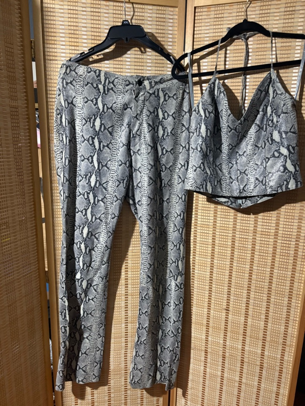 Wilson Snake-Print Boot Cut Pants with Matching Crop Top - Gray